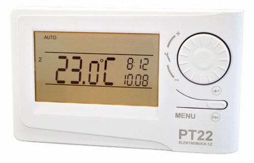 Týdenní termostat Elektrobock PT22 s podsvíceným displejem